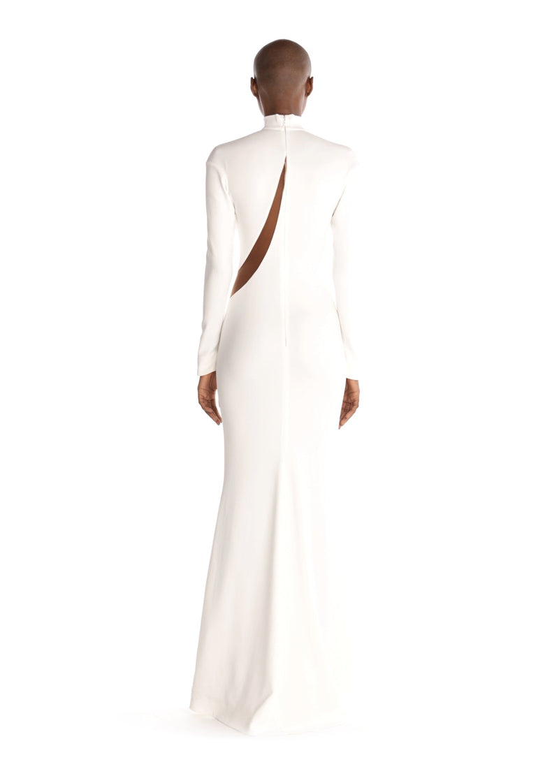TULLE-INSERT CREPE GOWN WHITE/NUDE