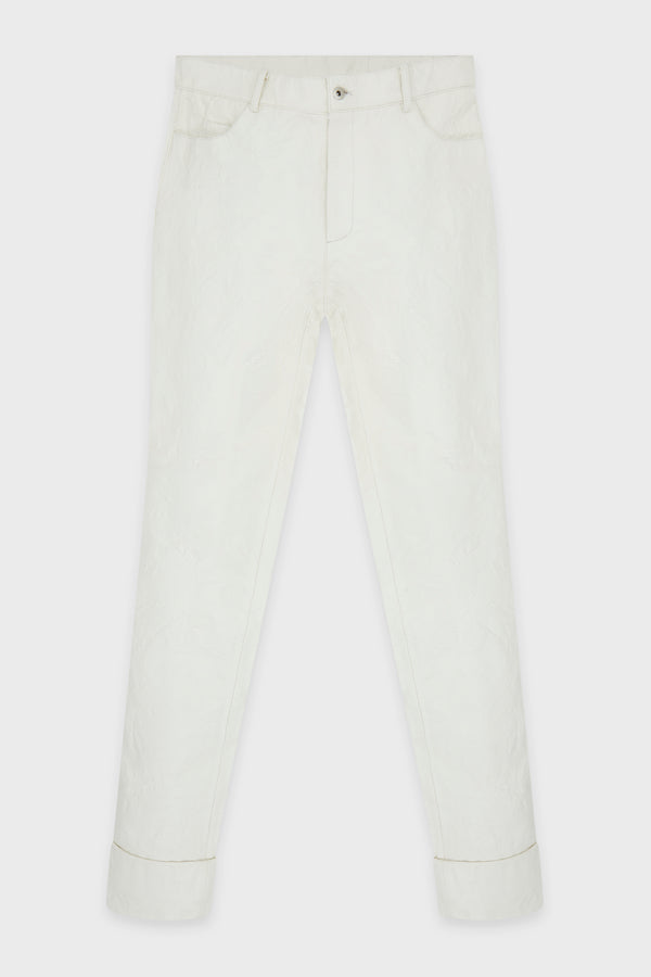 WHITE ROLLED CUFFS TROUSERS