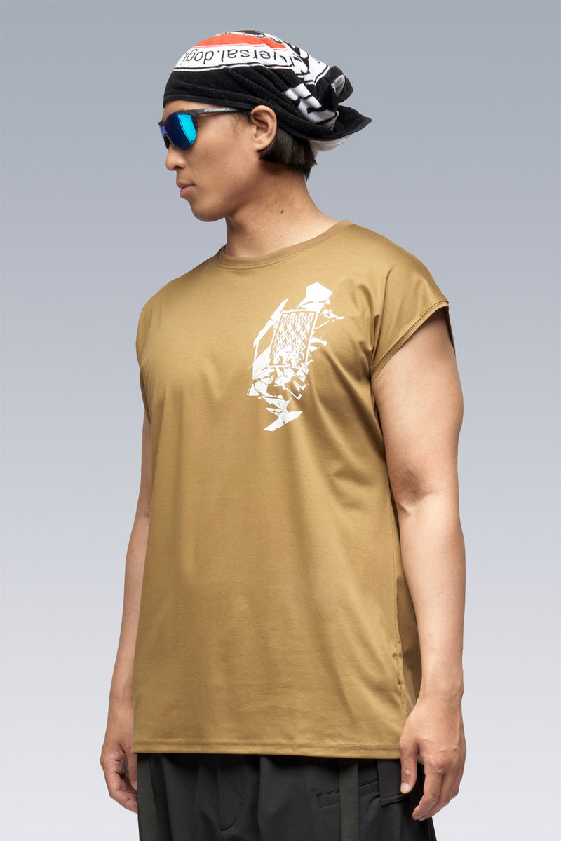 S25-PR-B 100% Cotton Mercerized Sleeveless T-shirt - Coyote