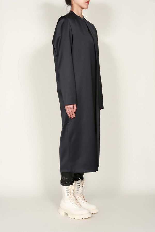 Charcoal Satin Long Extended Coat