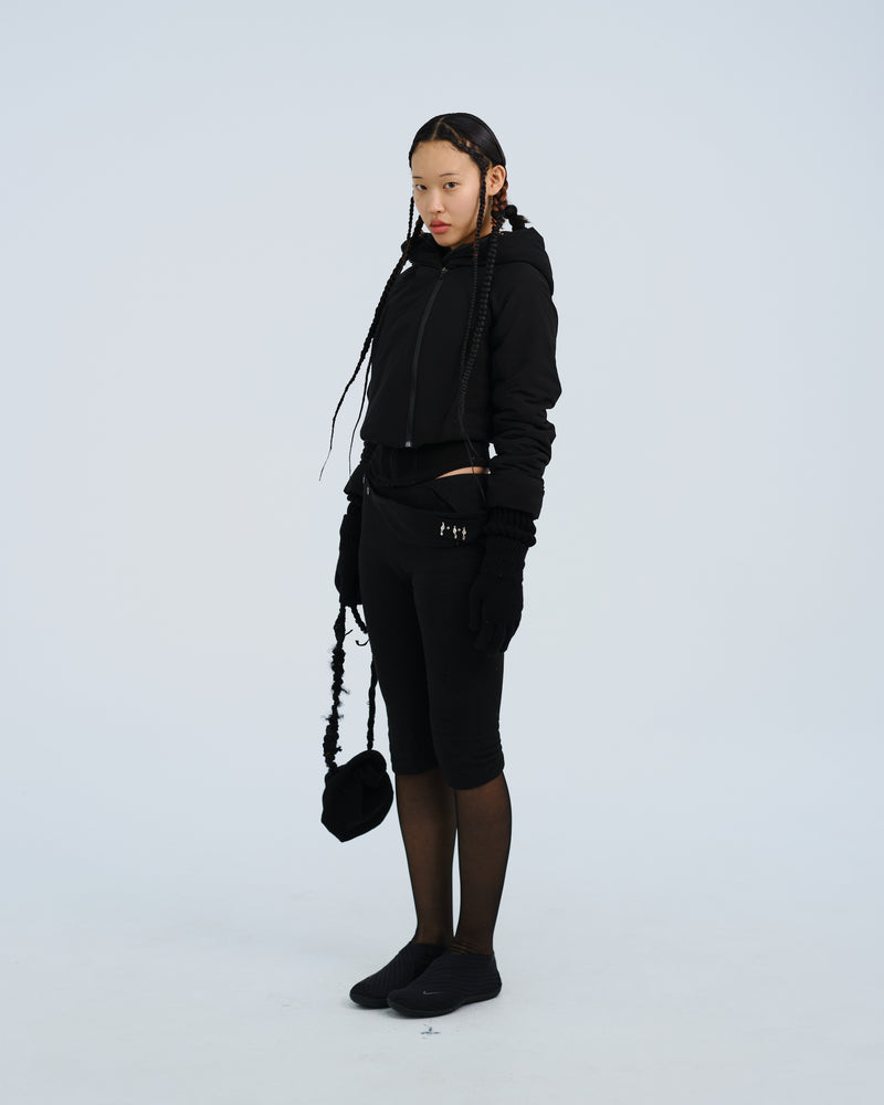 PADDED CROP JACKET w/ GLOVES BLACK