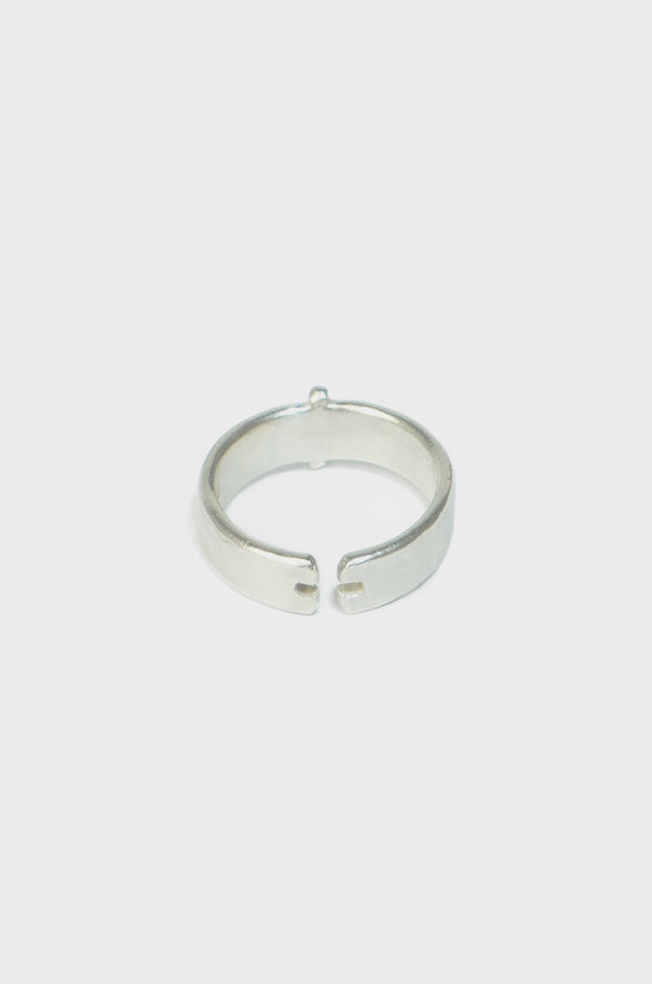 SILVER STITCHED CROSS RING