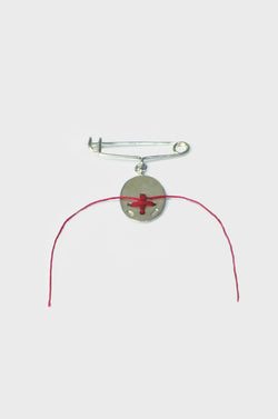 MINI SAFETY PIN W/STITCHED CROSS