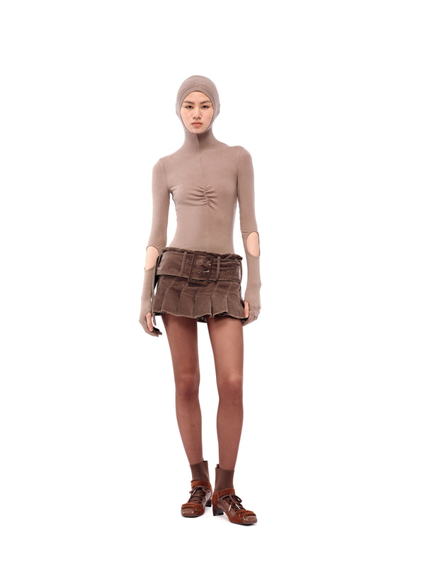 WASHED TIE-WAISTED SKIRT