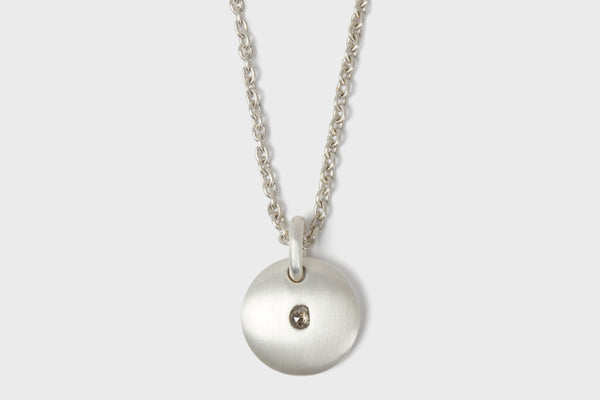 Disk Necklace (0.2 CT, Tiny Faceted Diamond Slab, 25mm)