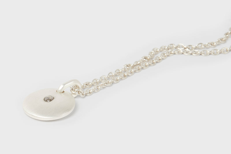 Disk Necklace (0.2 CT, Tiny Faceted Diamond Slab, 25mm)