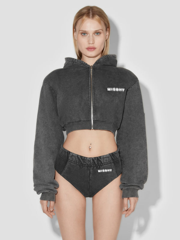 COMMUNITY CROPPED ZIPPED HOODIE