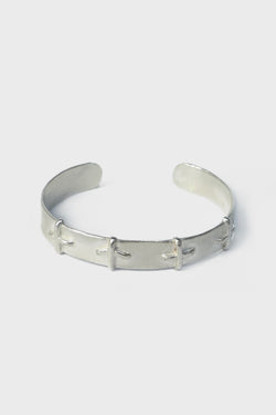 SILVER STITCHED CROSS BRACELET