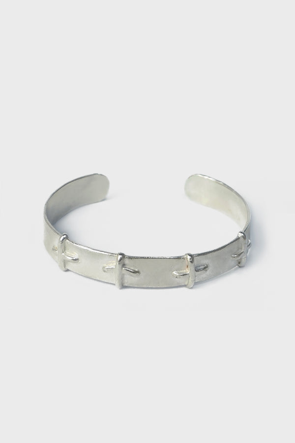 SILVER STITCHED CROSS BRACELET
