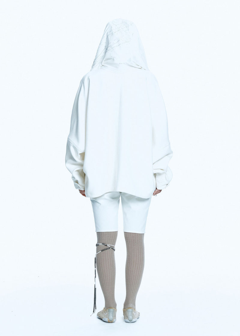 HOODED JAKCET w/ GRAPHIC MUFFLER IVORY