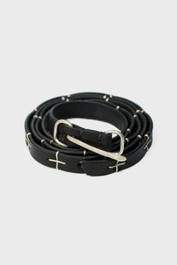 "+" STUDDED DOUBLE OVAL BUCKLE THIN BELT
