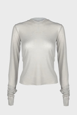 CROPPED HOODED RIB LS T PEARL