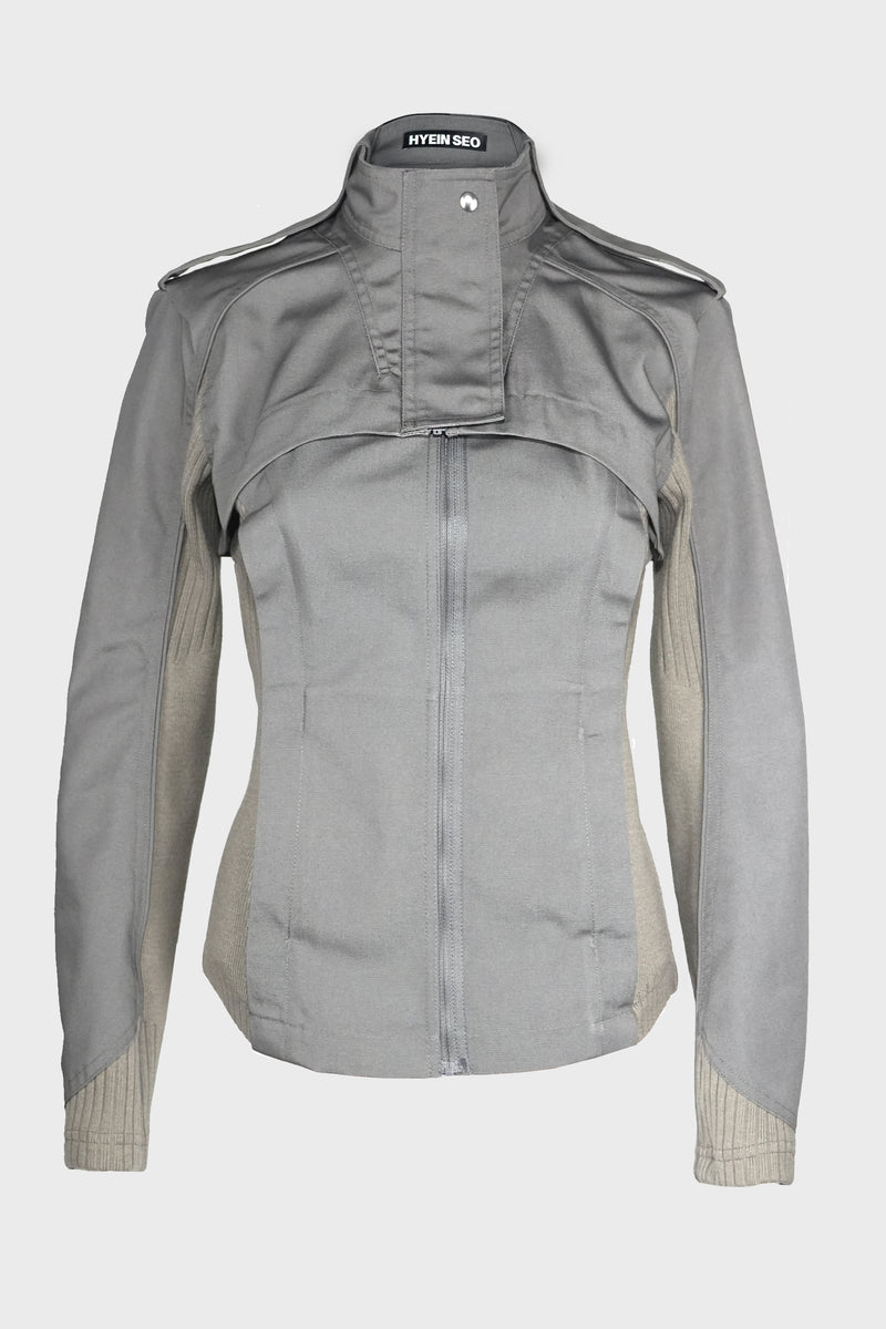 DOUBLE LAYER MOTO JACKET CHARCOAL