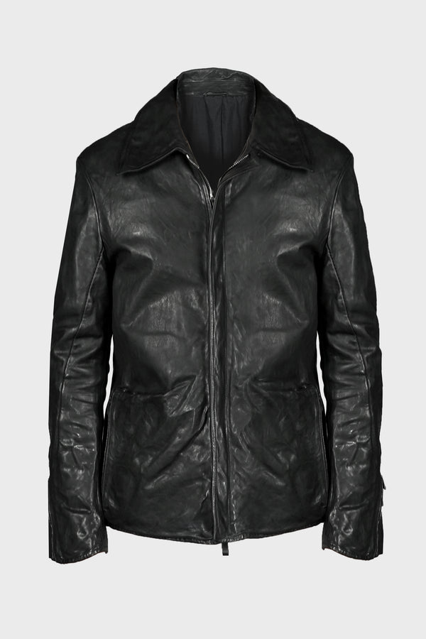 SHIRT COLLAR ZIP BLOUSON BLACK