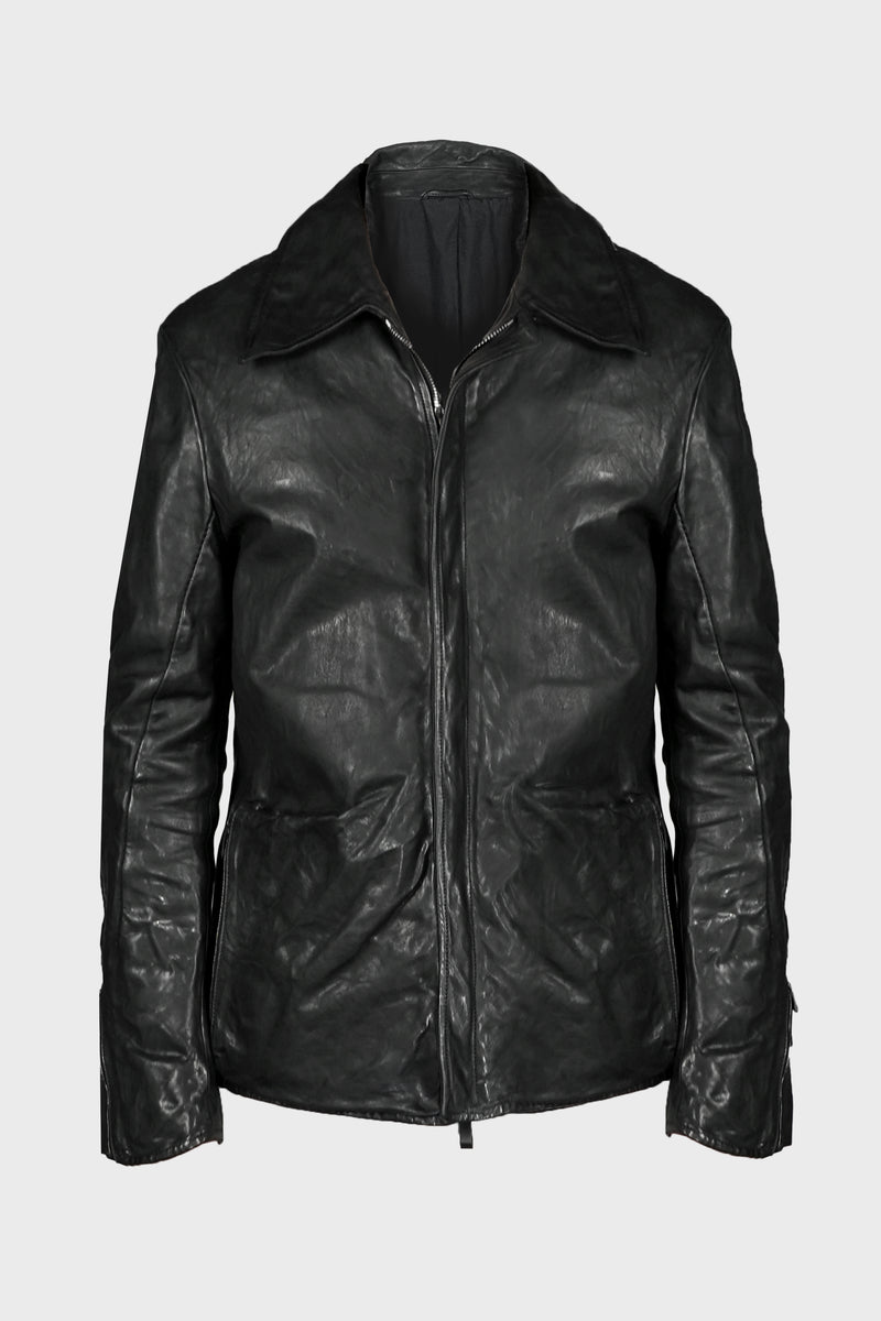 SHIRT COLLAR ZIP BLOUSON BLACK