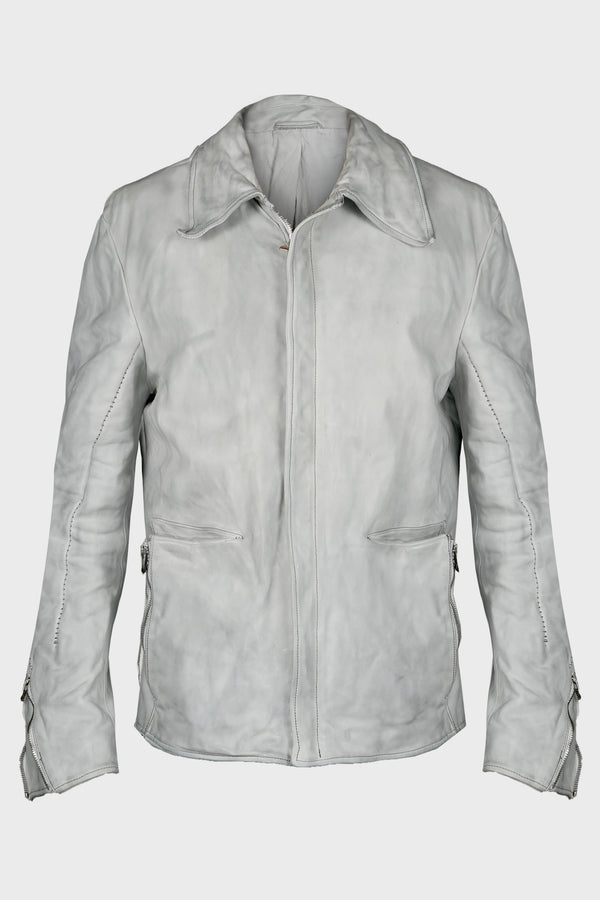 SHIRT COLLAR ZIP BLOUSON L.GREY
