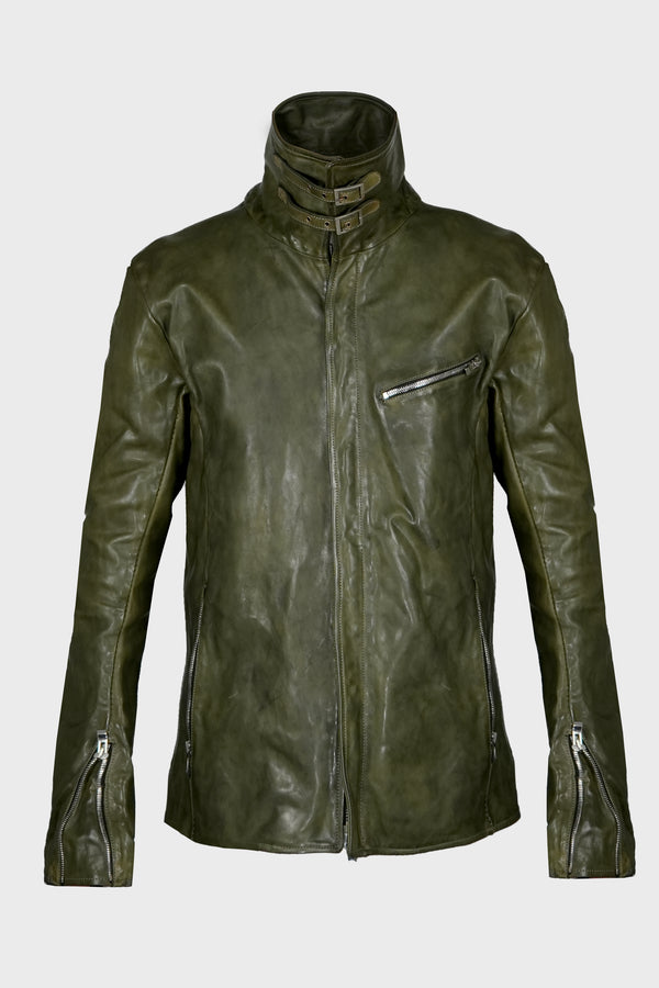 SHIRT COLLAR ZIP BLOUSON DIRTY D.OLIVE