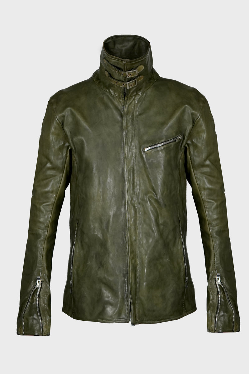 SHIRT COLLAR ZIP BLOUSON DIRTY D.OLIVE