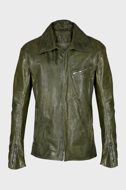 SHIRT COLLAR ZIP BLOUSON DIRTY D.OLIVE