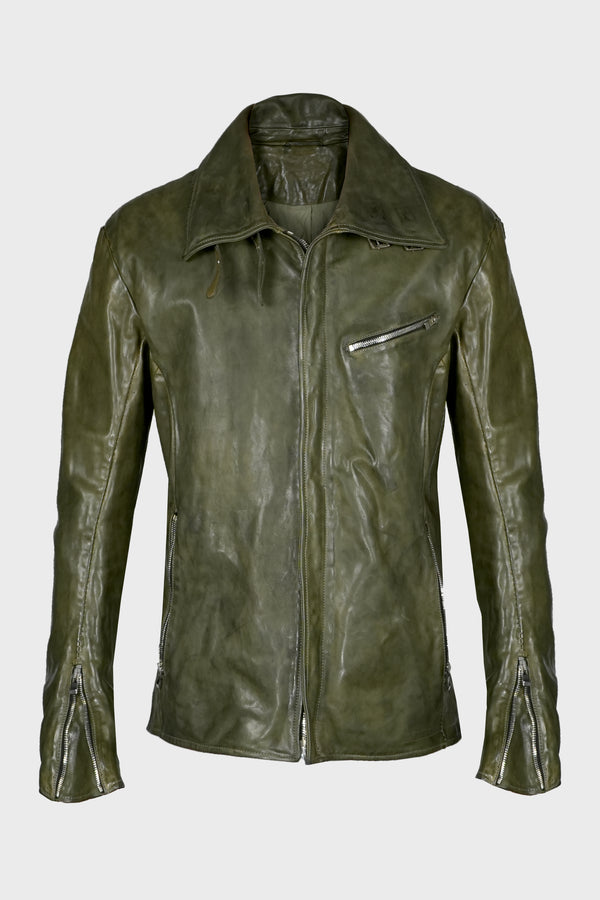 SHIRT COLLAR ZIP BLOUSON DIRTY D.OLIVE