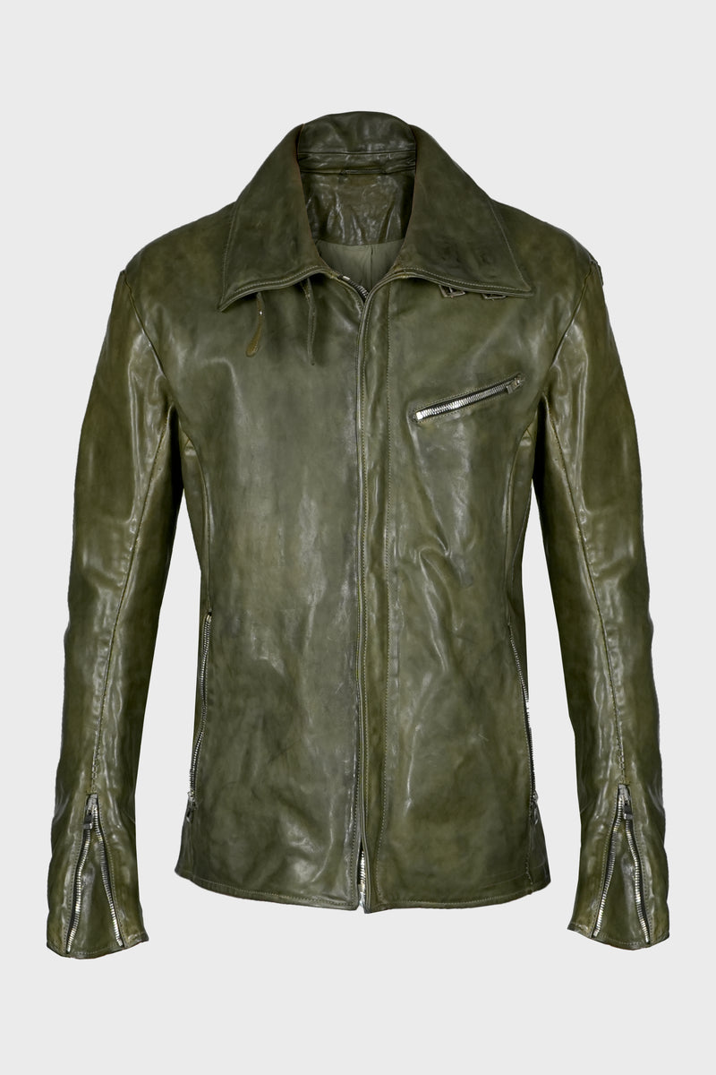 SHIRT COLLAR ZIP BLOUSON DIRTY D.OLIVE