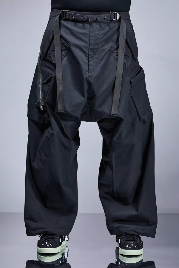 P30AL-E Encapsulated Nylon Ultrawide Drawcord Cargo Trouser - Black