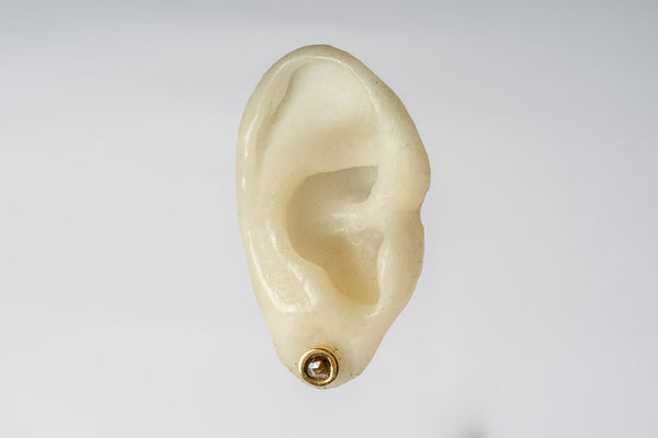 Stud Earring (0.2 CT, Tiny Faceted Diamond Slab, YGA+FCDIA)