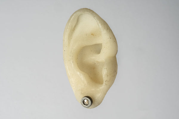 Stud Earring (0.2 CT, Tiny Faceted Diamond Slab, DA+FCDIA)