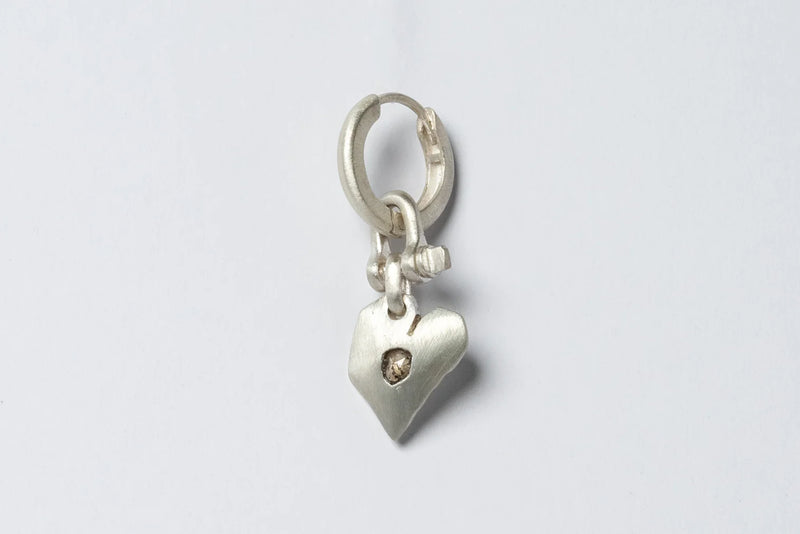 Jazz's Solid Heart Earring (Extra Small, 0.2 CT, Tiny Faceted Diamond Slab, MA+FCDIA)