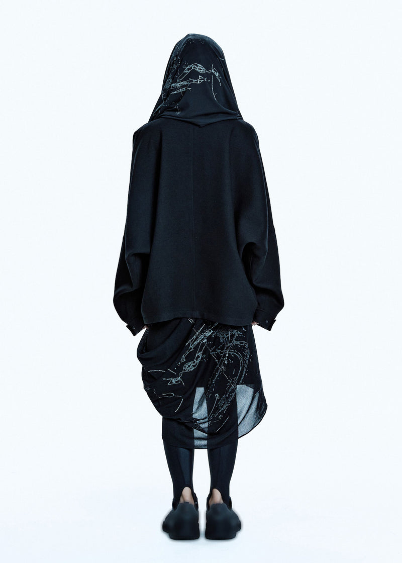 HOODED JAKCET w/ GRAPHIC MUFFLER BLACK