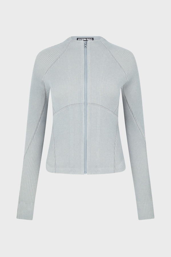 KNITTED ZIP TOP ASH BLUE