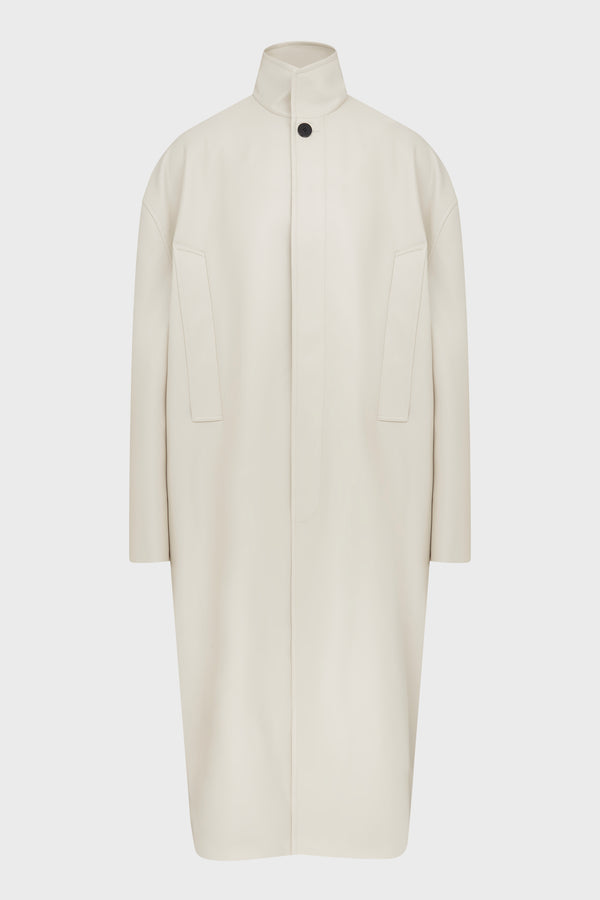WHITE FAUX-LEATHER COAT