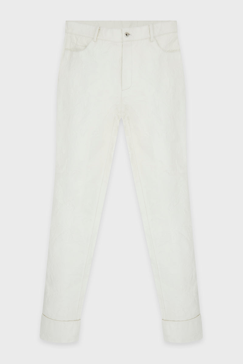 WHITE ROLLED CUFFS TROUSERS