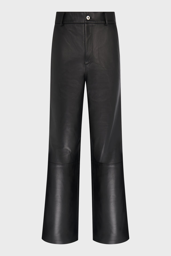 BLACK WIDE LEATHER TROUSERS