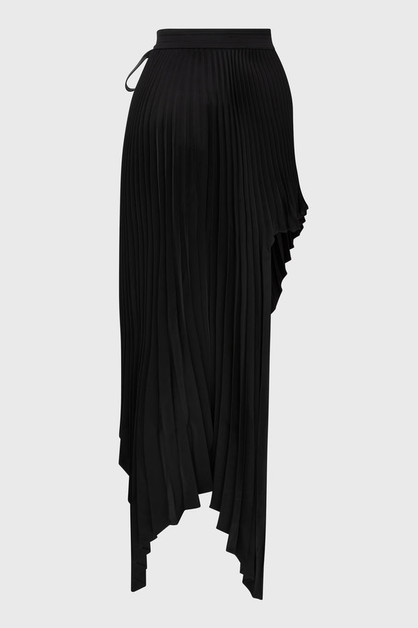 SLICED PLEATED WRAP SKIRT