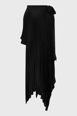 SLICED PLEATED WRAP SKIRT