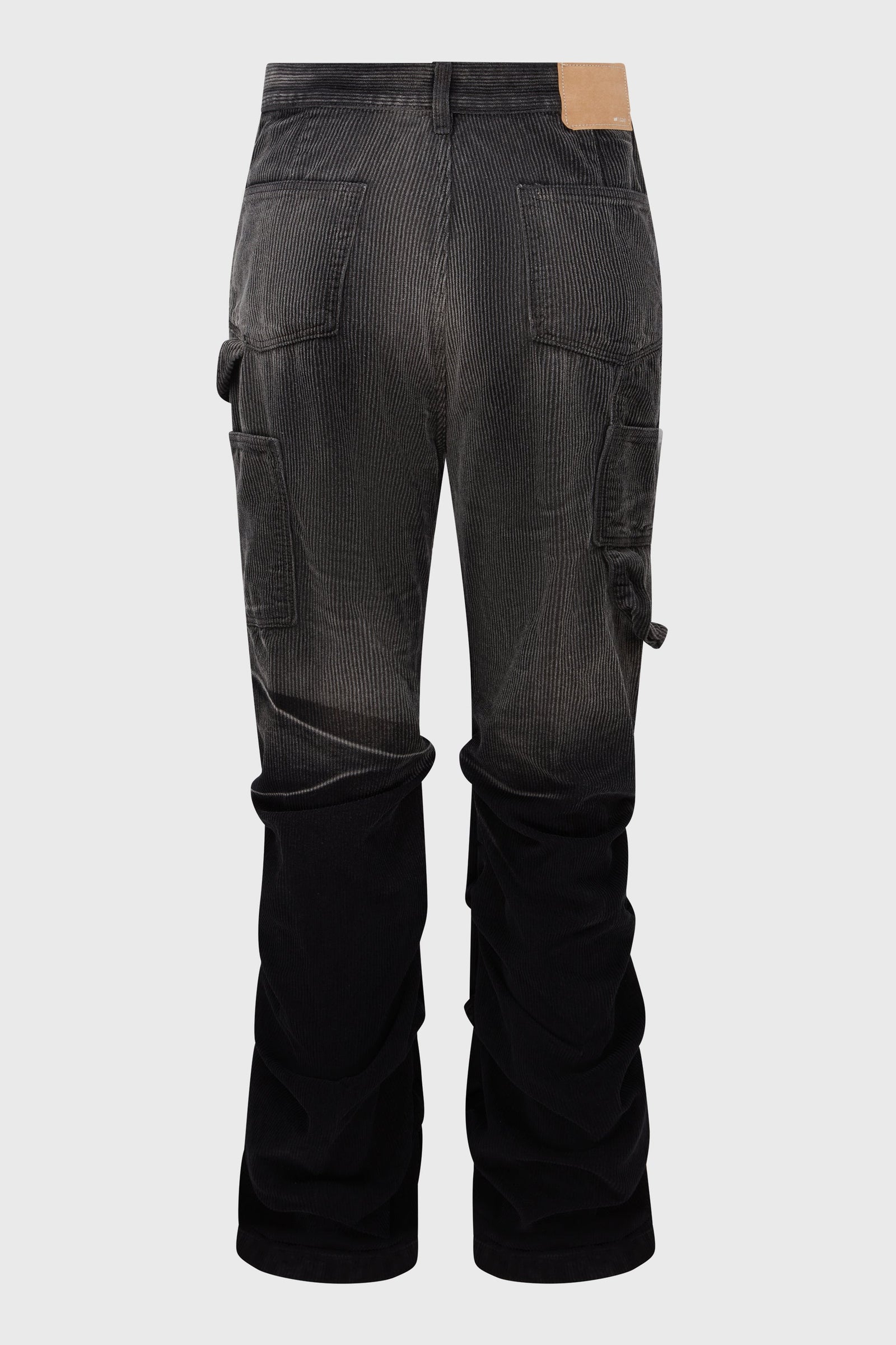 WE11DONE - BLACK MENS WASHED AND WRINKLED CORDUROY PANTS 