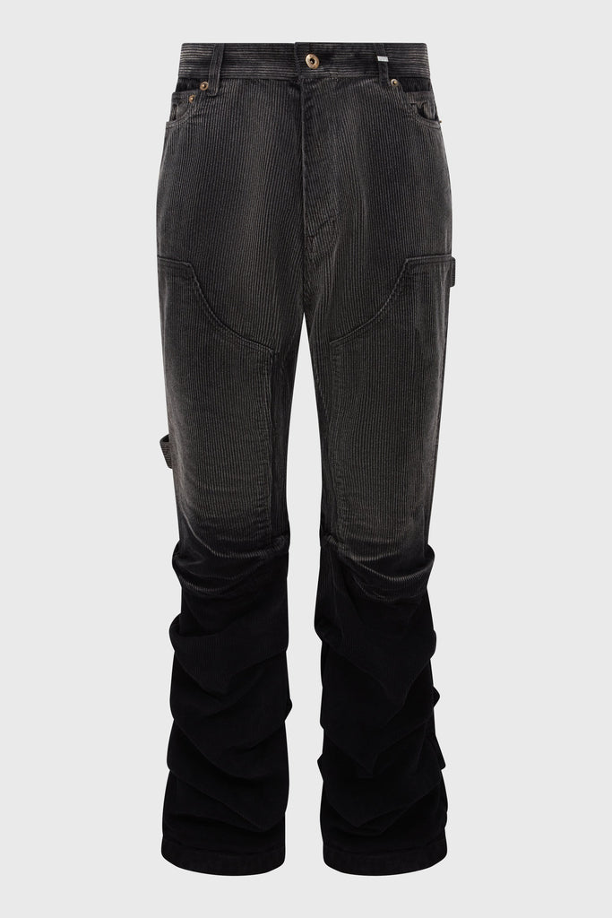 WE11DONE - BLACK MENS WASHED AND WRINKLED CORDUROY PANTS 