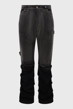 BLACK MENS WASHED WRINKLED CORDUROY PANTS