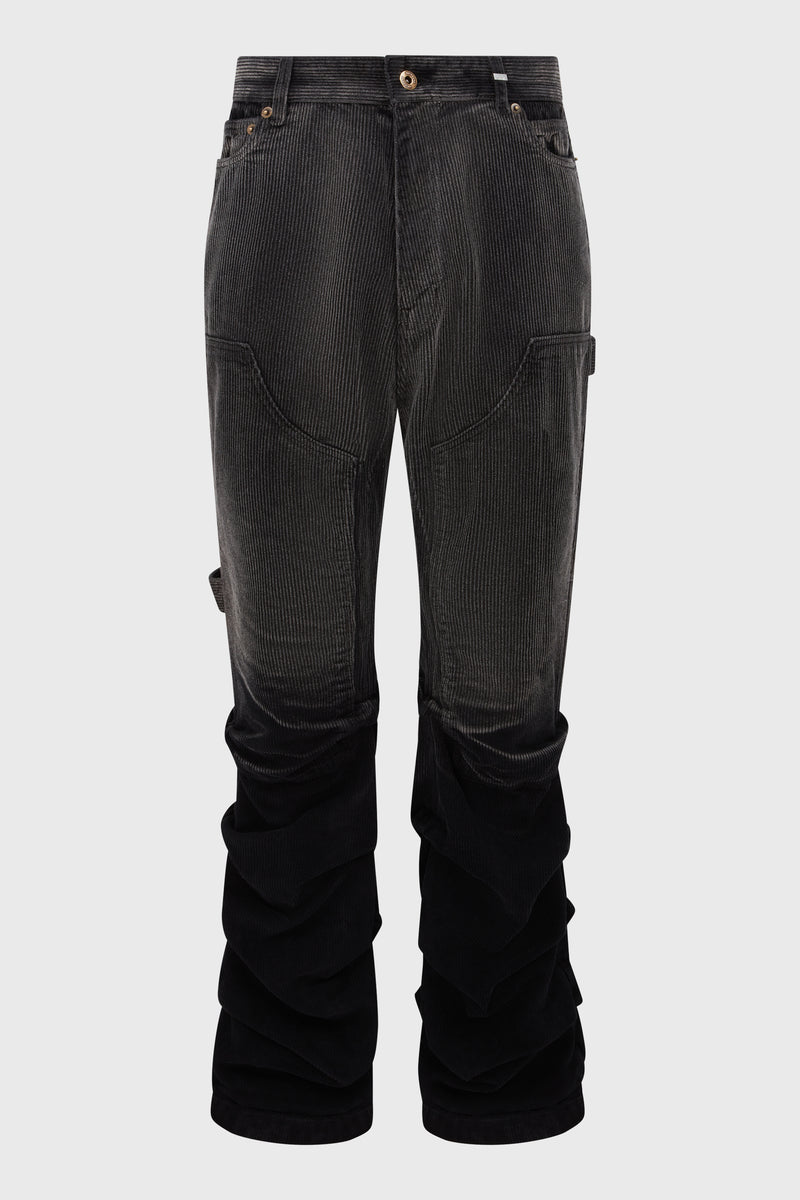 BLACK MENS WASHED WRINKLED CORDUROY PANTS