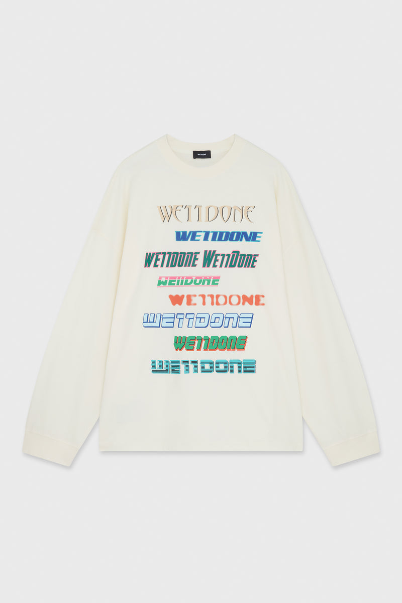 WHITE MULTI LOGO LONG-SLEEVED T-SHIRT