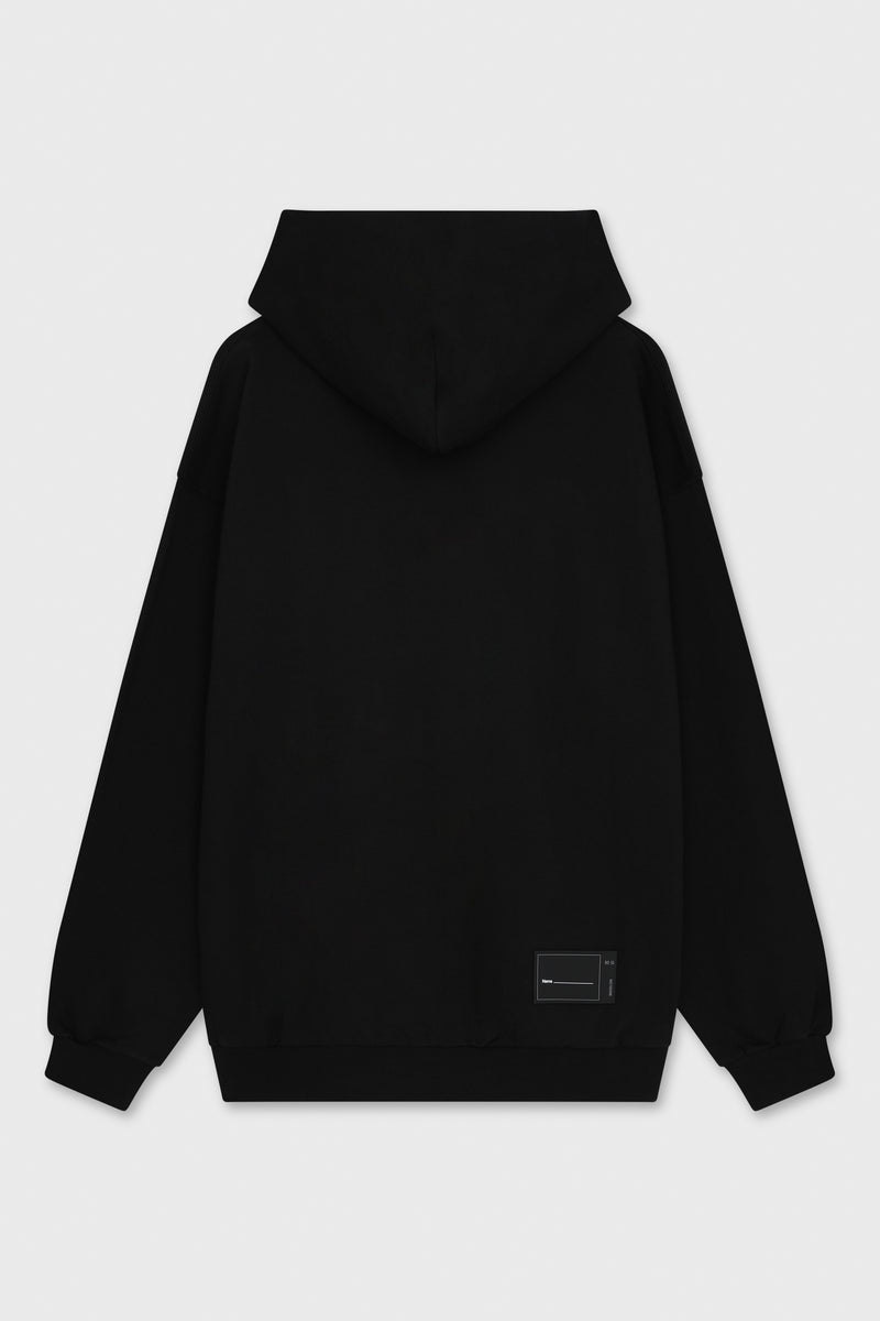 BLACK MULTIPLE FRONT LOGO HOODIE