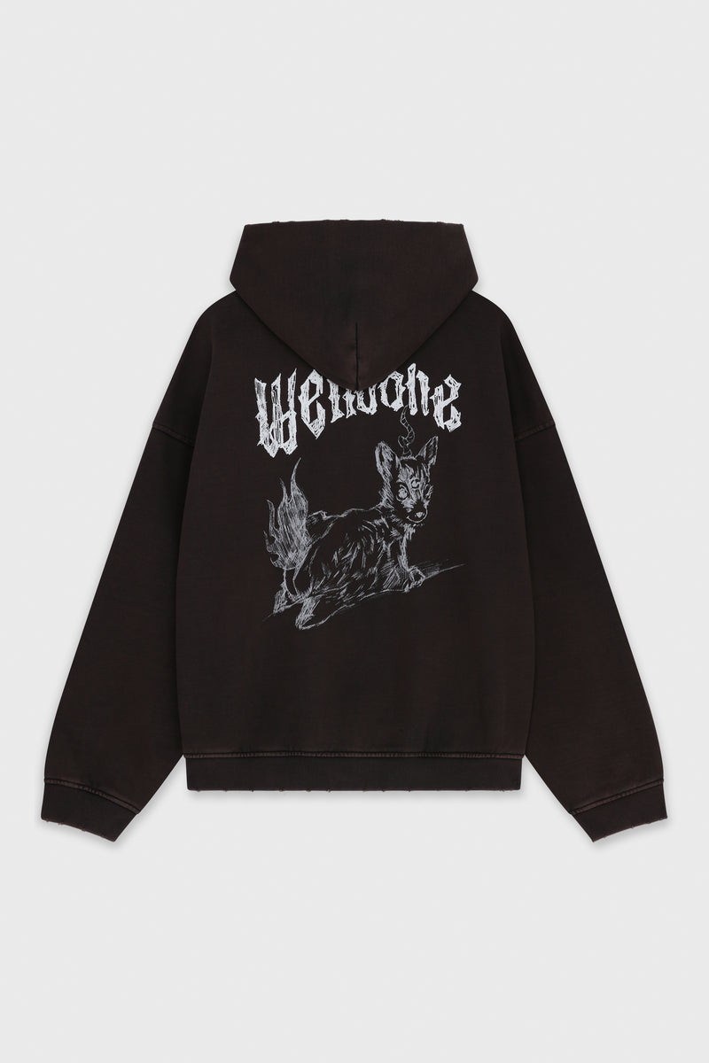 BLACK DYED VINTAGE HOODIE ZIP-UP