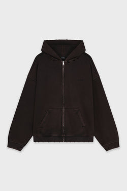 BLACK DYED VINTAGE HOODIE ZIP-UP