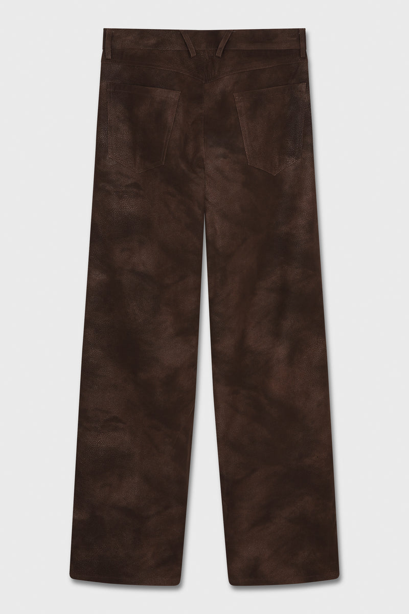 BROWN FAUX SUEDE TROUSERS