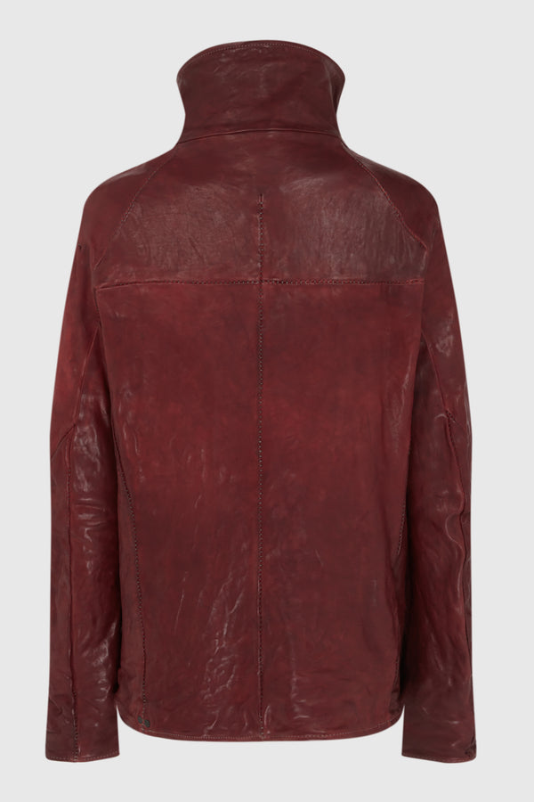 DEEP RED HORSE LEATHER HOODED BLOUSON