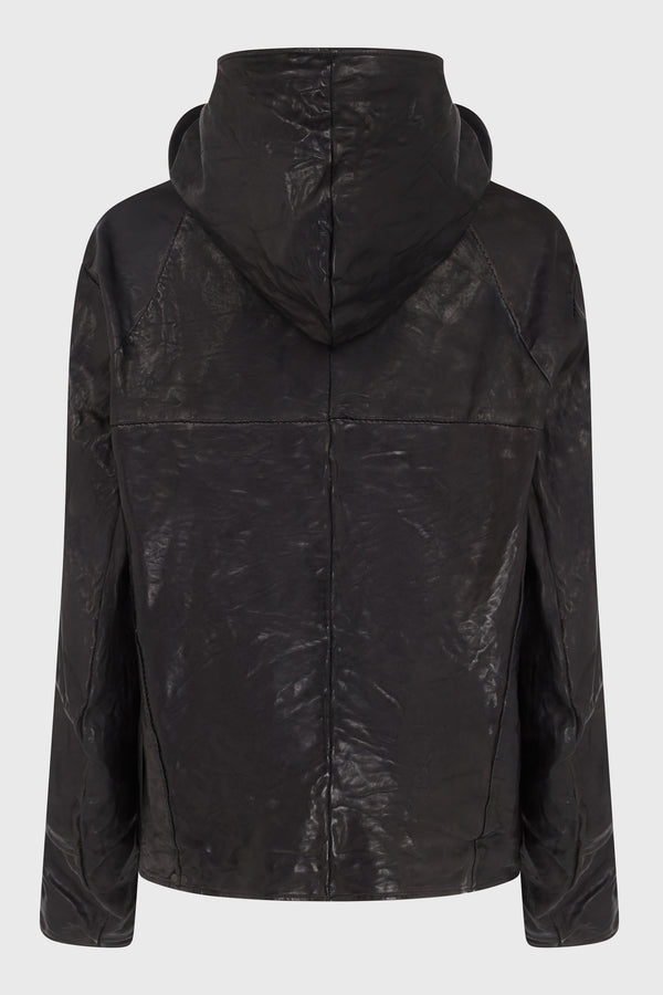 BLACK HORSE LEATHER HOODED BLOUSON