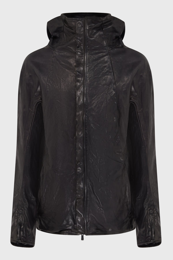 BLACK HORSE LEATHER HOODED BLOUSON