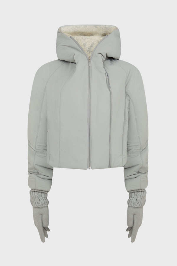 PADDED CROP JACKET w/ GLOVES FRENCH GREY