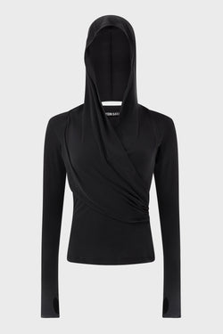 HOODED JERSEY TOP BLACK